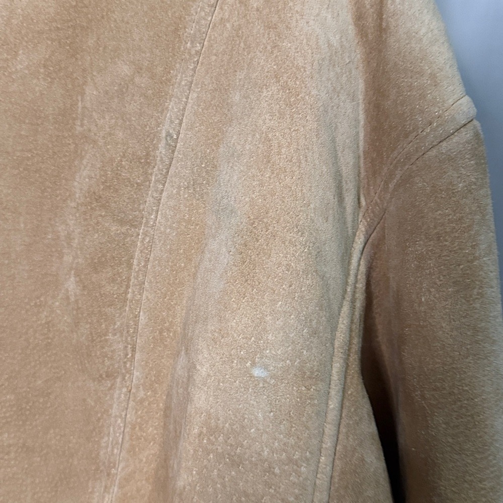 Express Suede Faux Fur Trim Coat Jacket, Beige Cozy Winter Warm - Picture 6 of 7